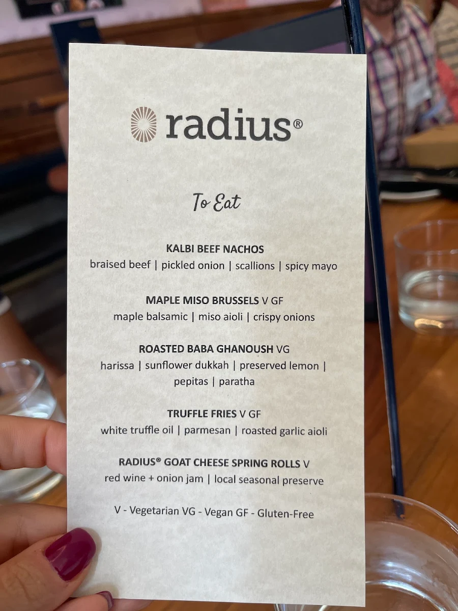 Menu, radius® on Brant