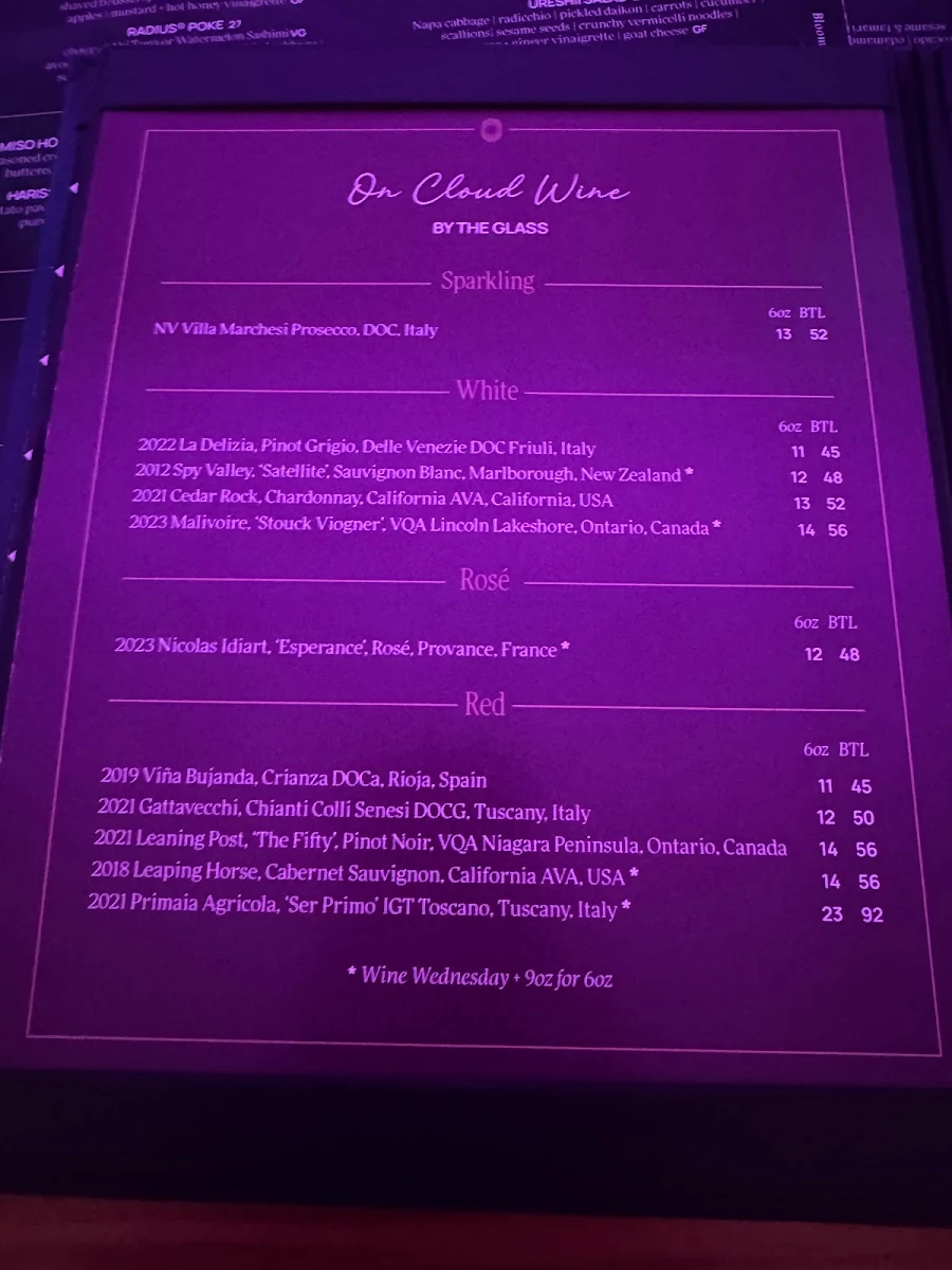Menu, radius® on Brant