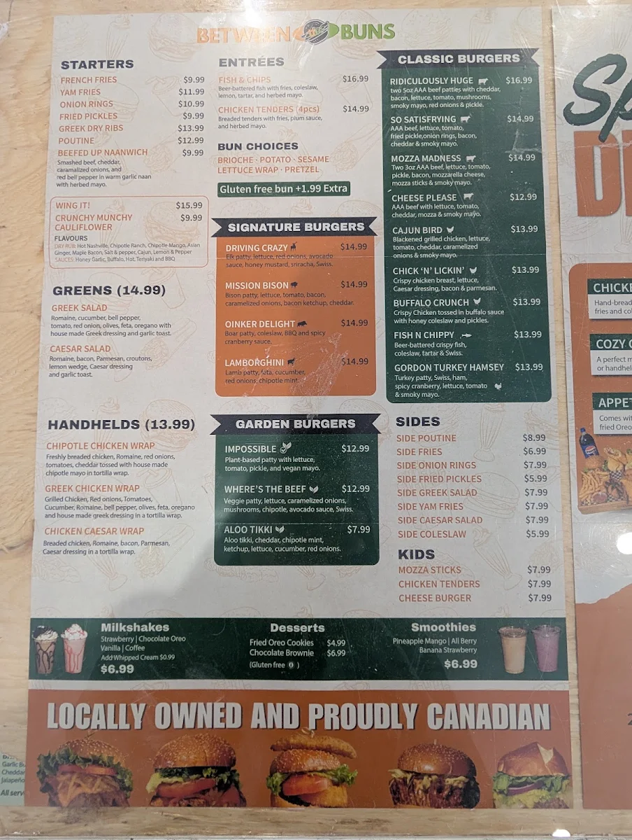 Menu, Between The Buns- Watrous