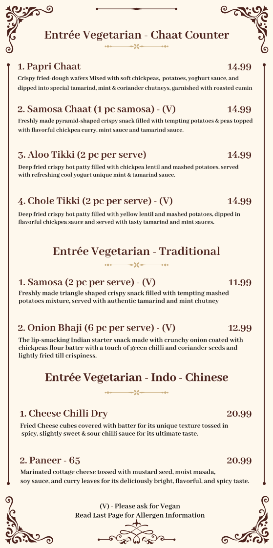 Menu, Maharaja Nepean Australian & Indian Restaurant