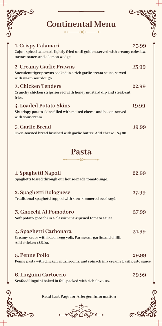 Menu, Maharaja Nepean Australian & Indian Restaurant