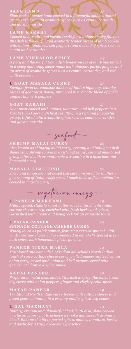 Menu, Leela Indian Food Bar (Gerrard)