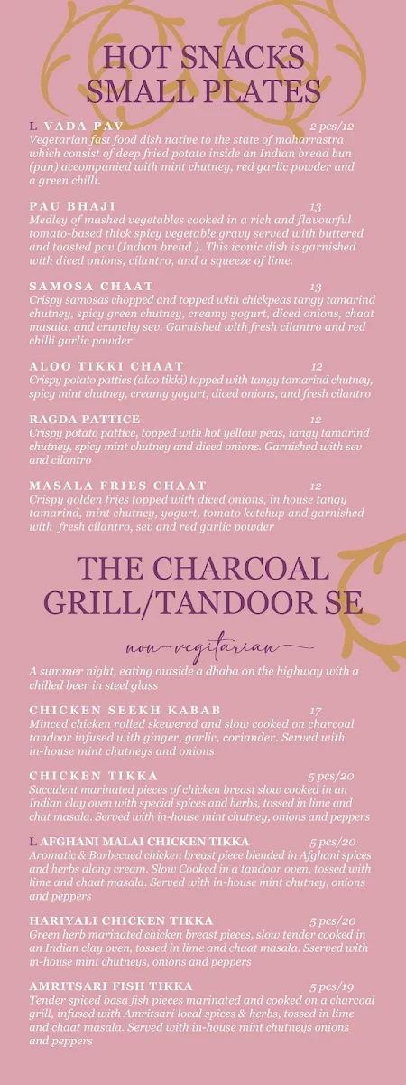Menu, Leela Indian Food Bar (Gerrard)