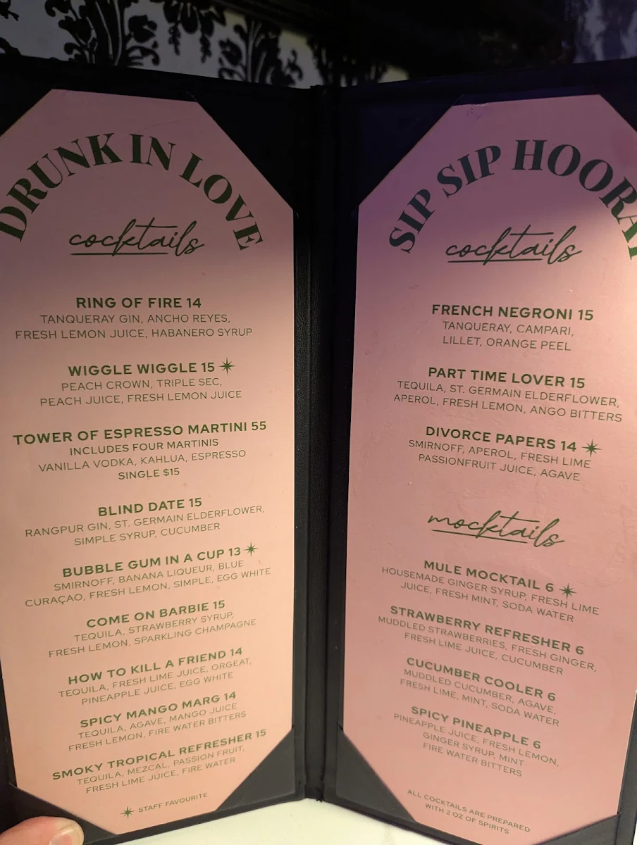 Menu, Panache Restaurant And Lounge