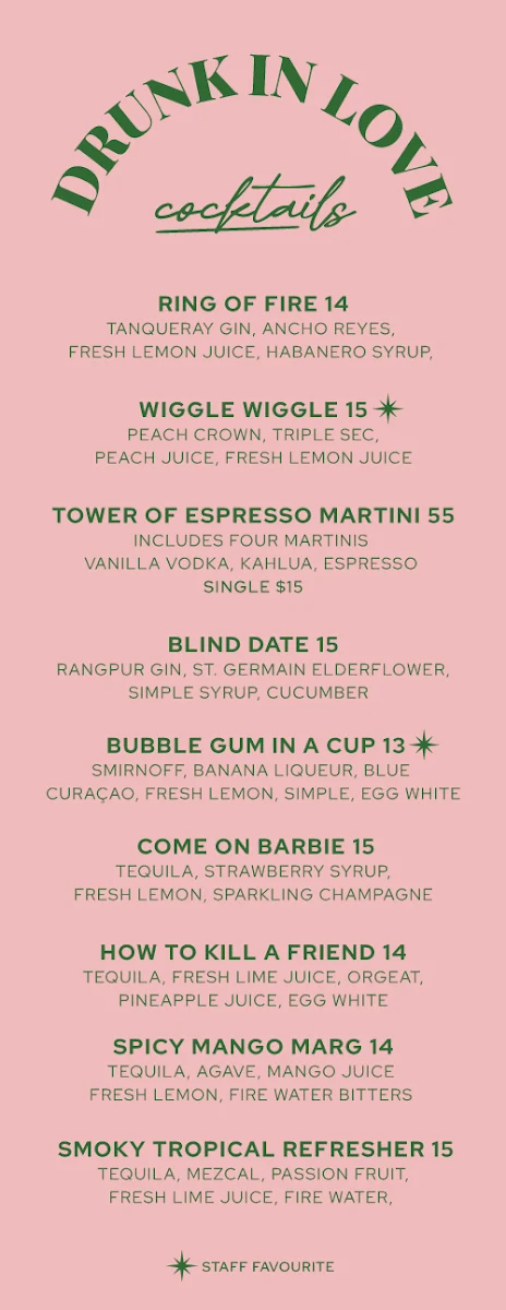 Menu, Panache Restaurant And Lounge