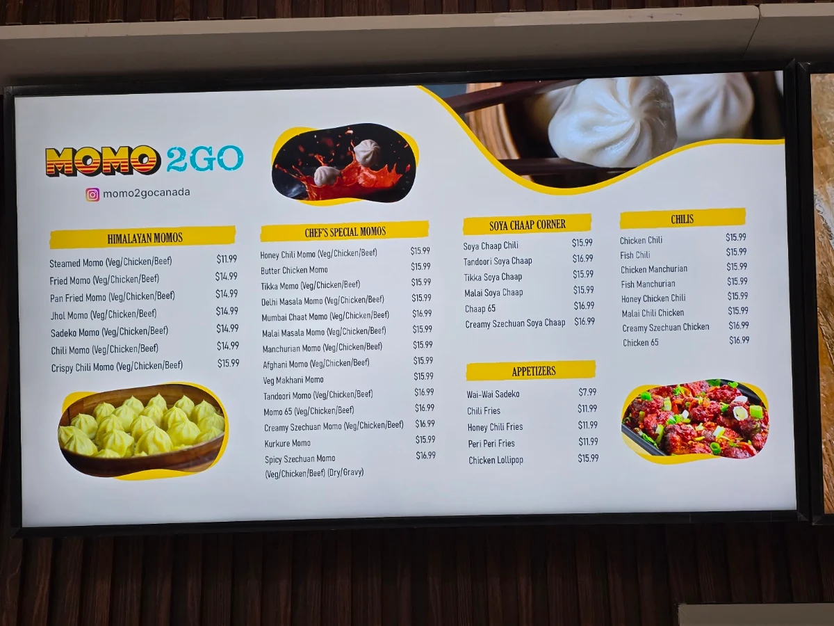 Menu, Momo2Go Niagara