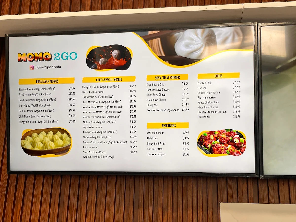 Menu, Momo2Go Niagara