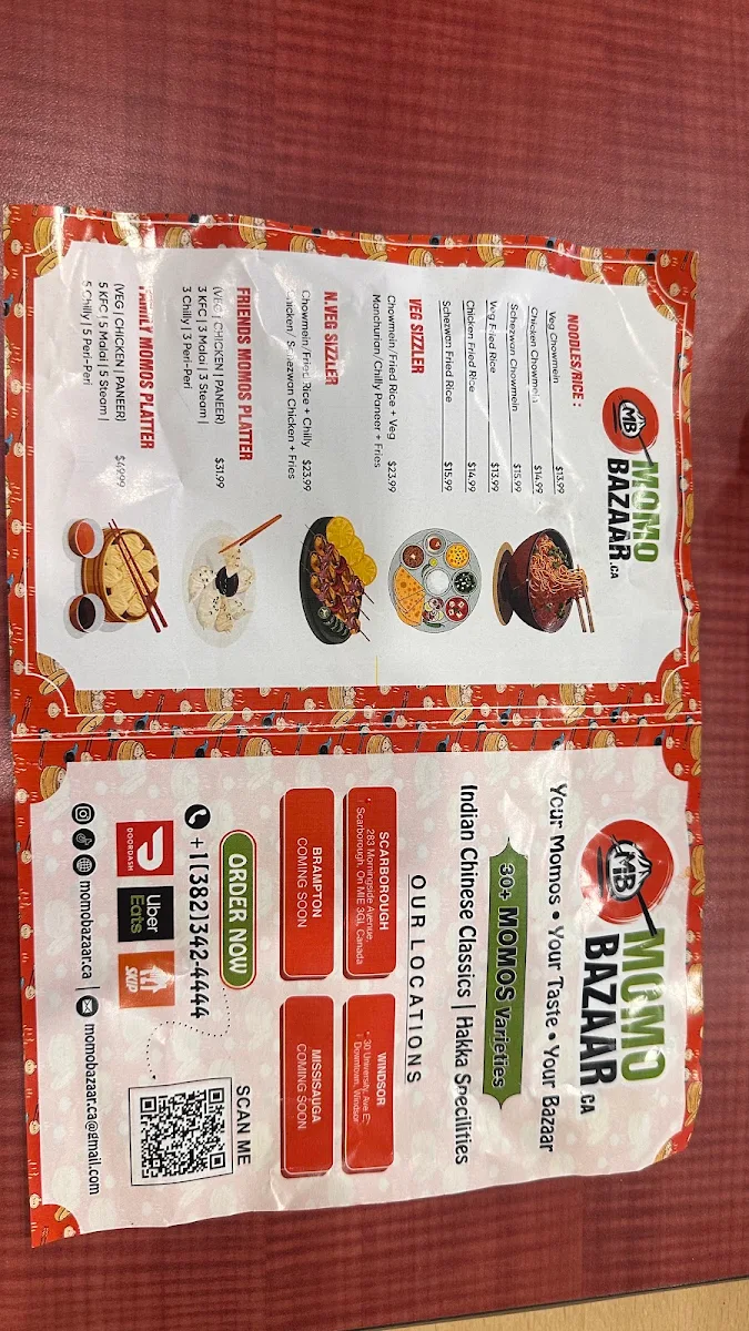 Menu, MOMO BAZAAR.ca - Indian dumpling and Hakka
