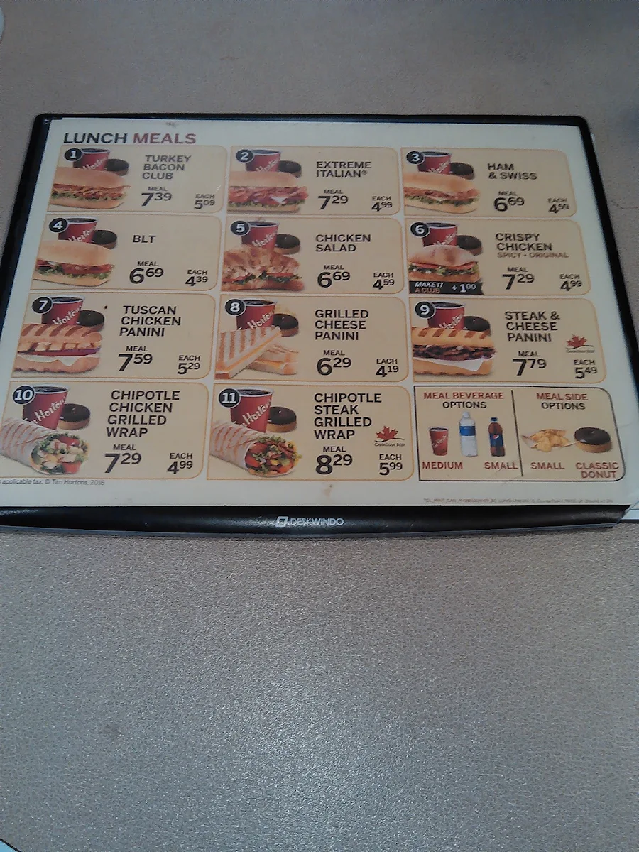 Menu, Tim Hortons