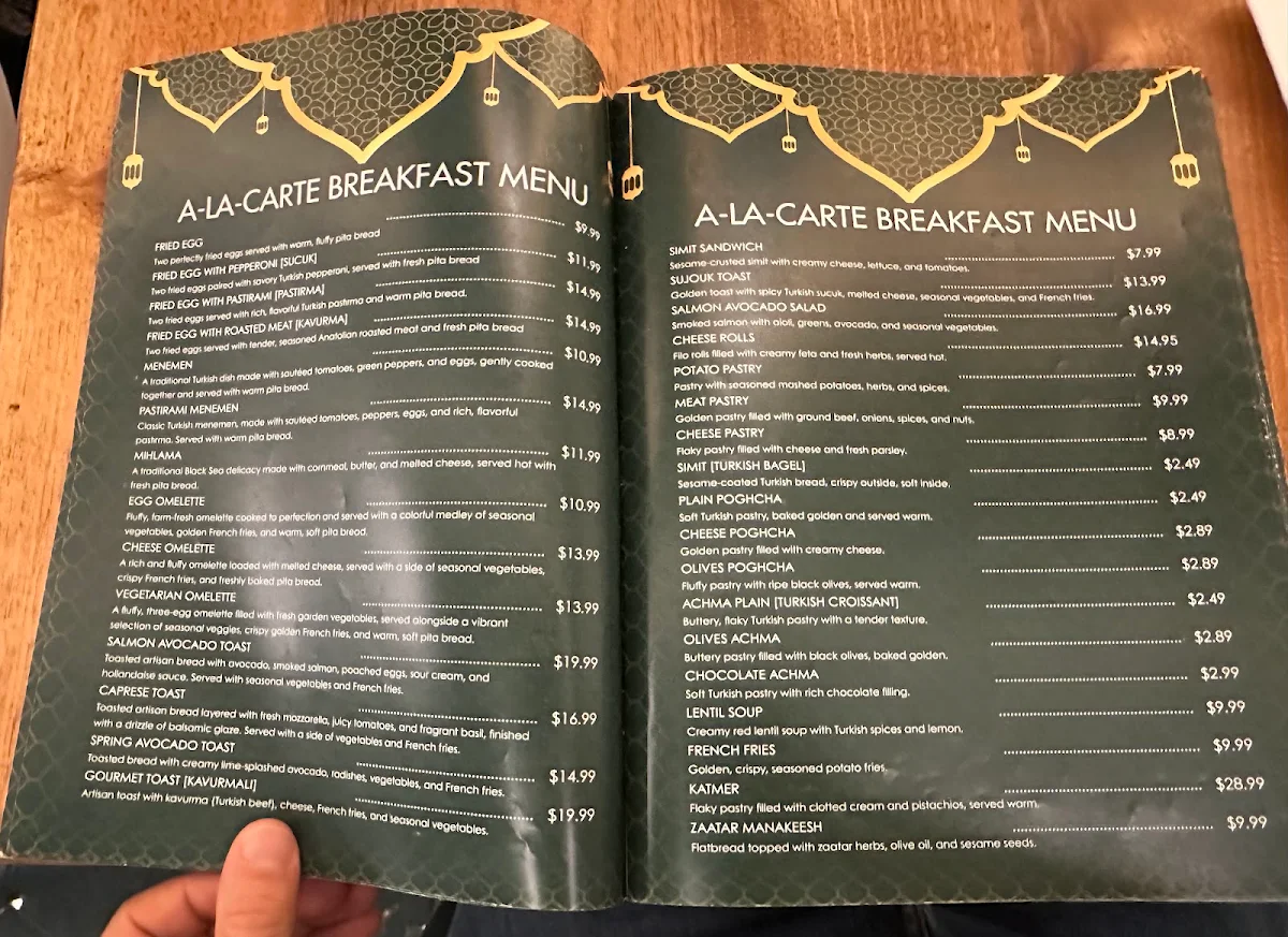 Menu, Ozikizler Turkish Restaurant