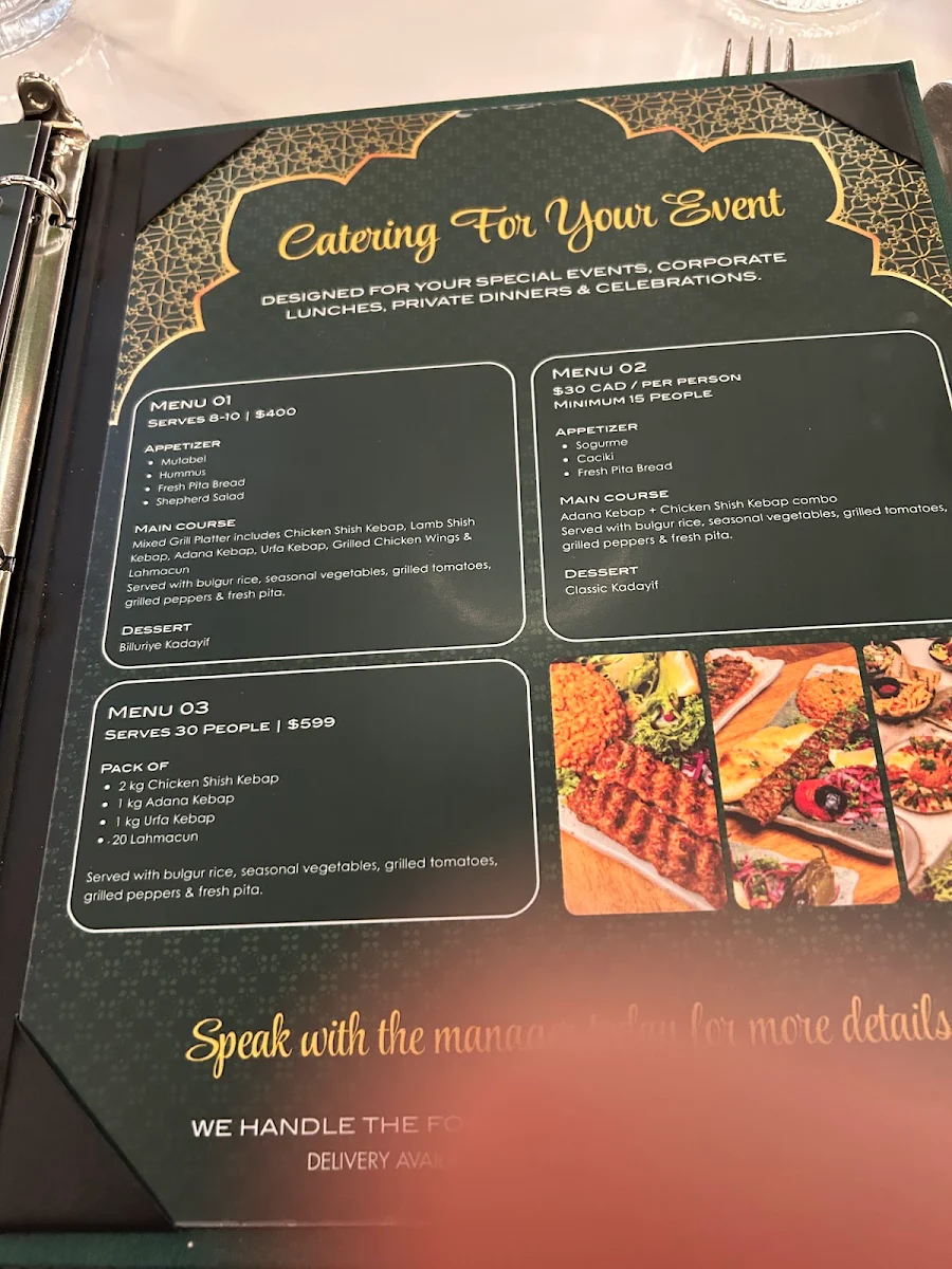 Menu, Ozikizler Turkish Restaurant