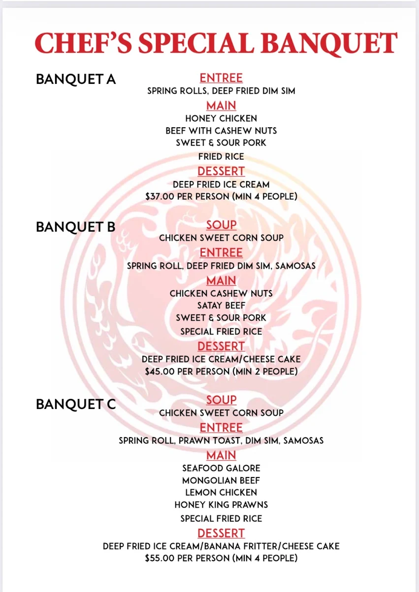 Menu, Kam's Chinese Restaurant