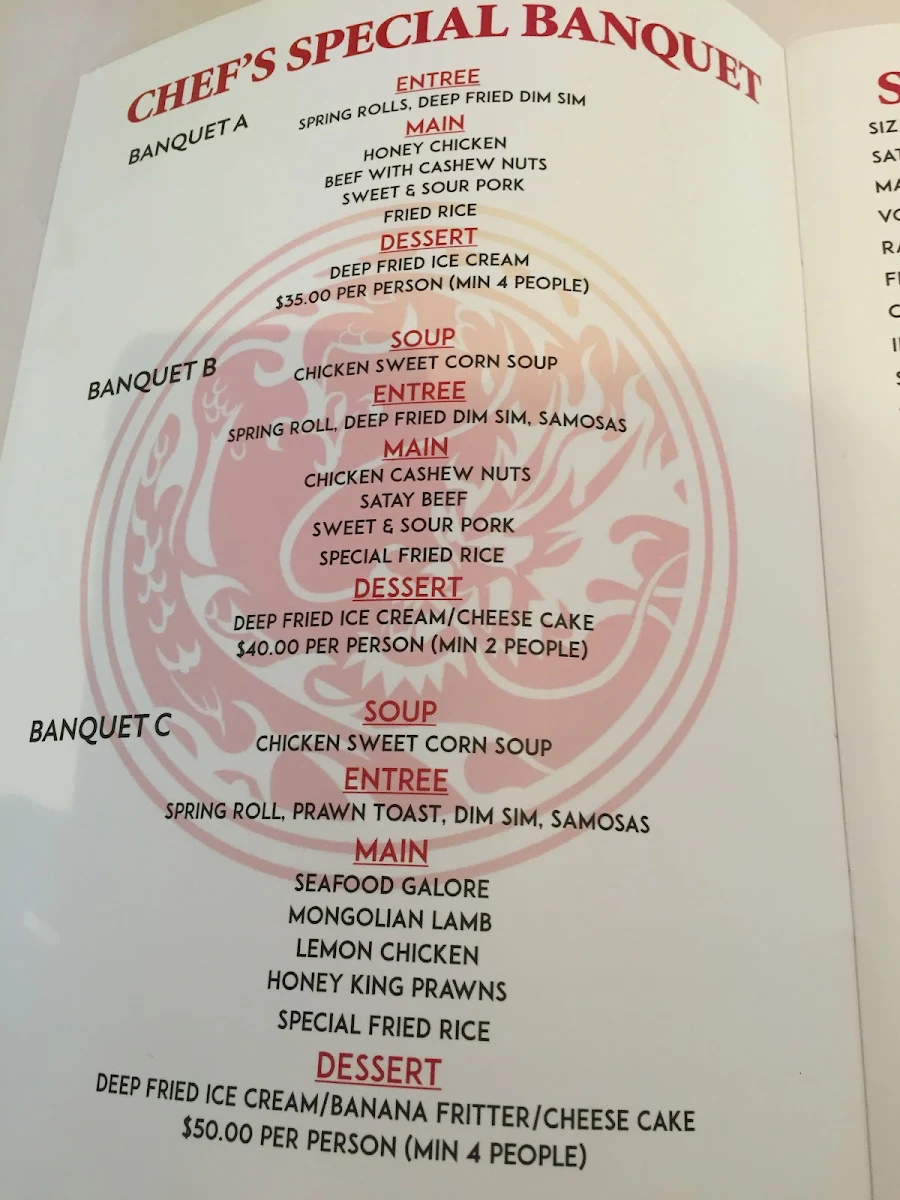 Menu, Kam's Chinese Restaurant