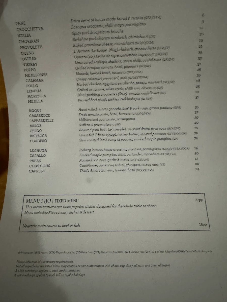 Menu, The Independent Gembrook