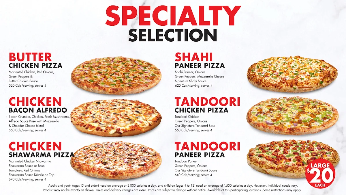 Menu, Gino's Pizza
