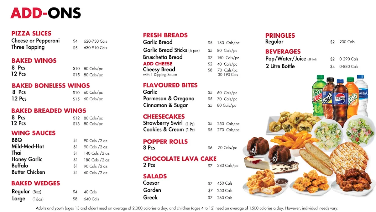 Menu, Gino's Pizza