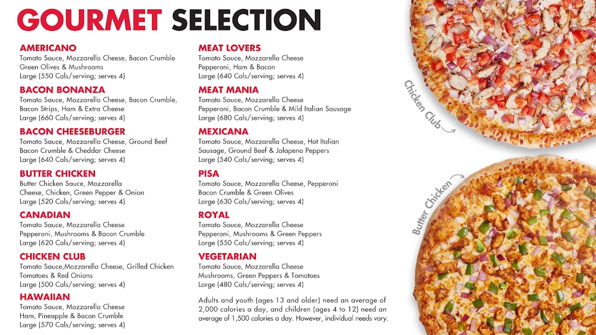 Menu, Gino's Pizza