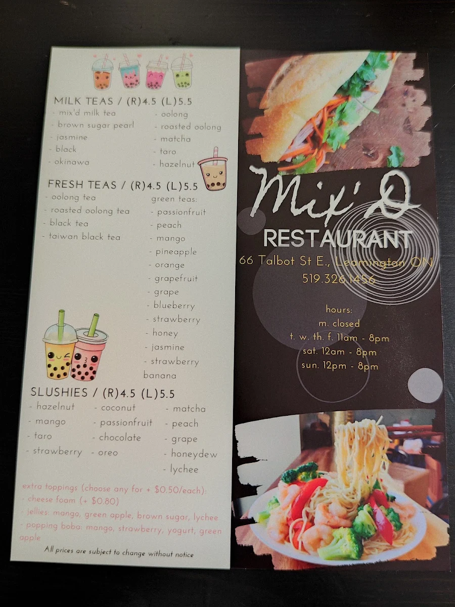 Menu, Mix'D