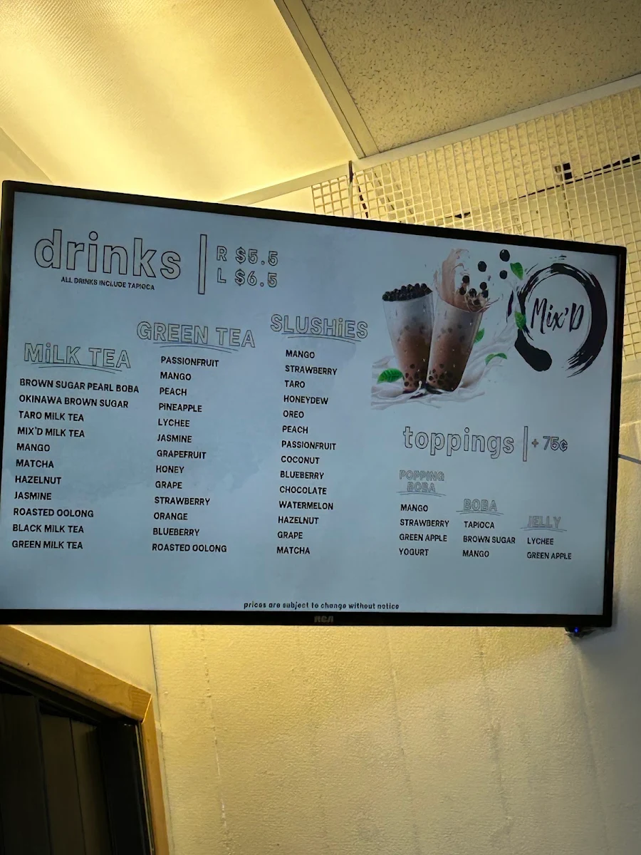 Menu, Mix'D
