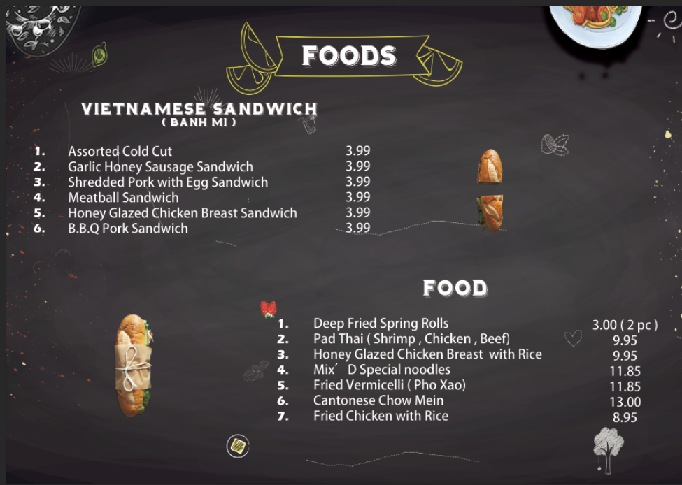 Menu, Mix'D