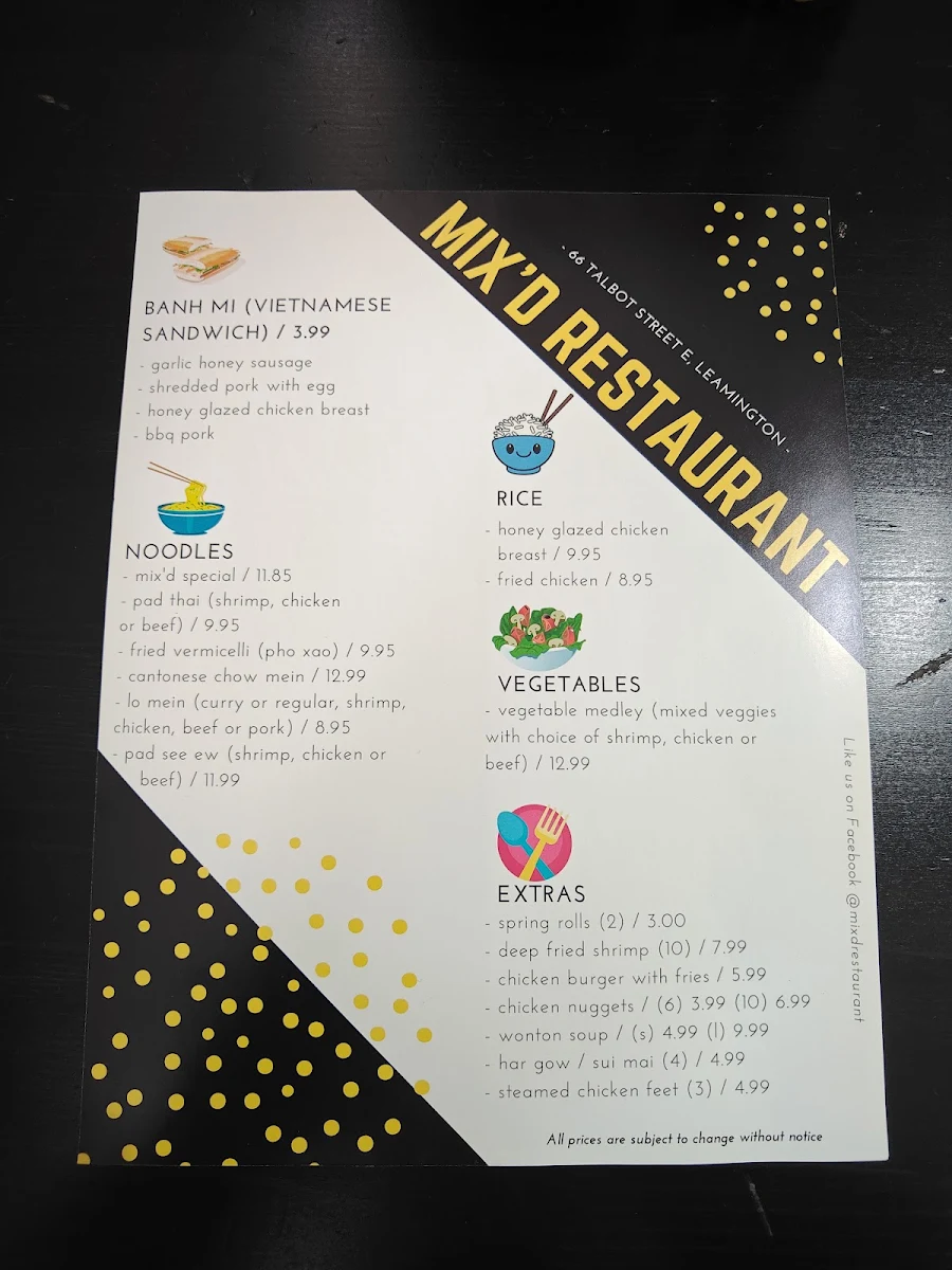 Menu, Mix'D