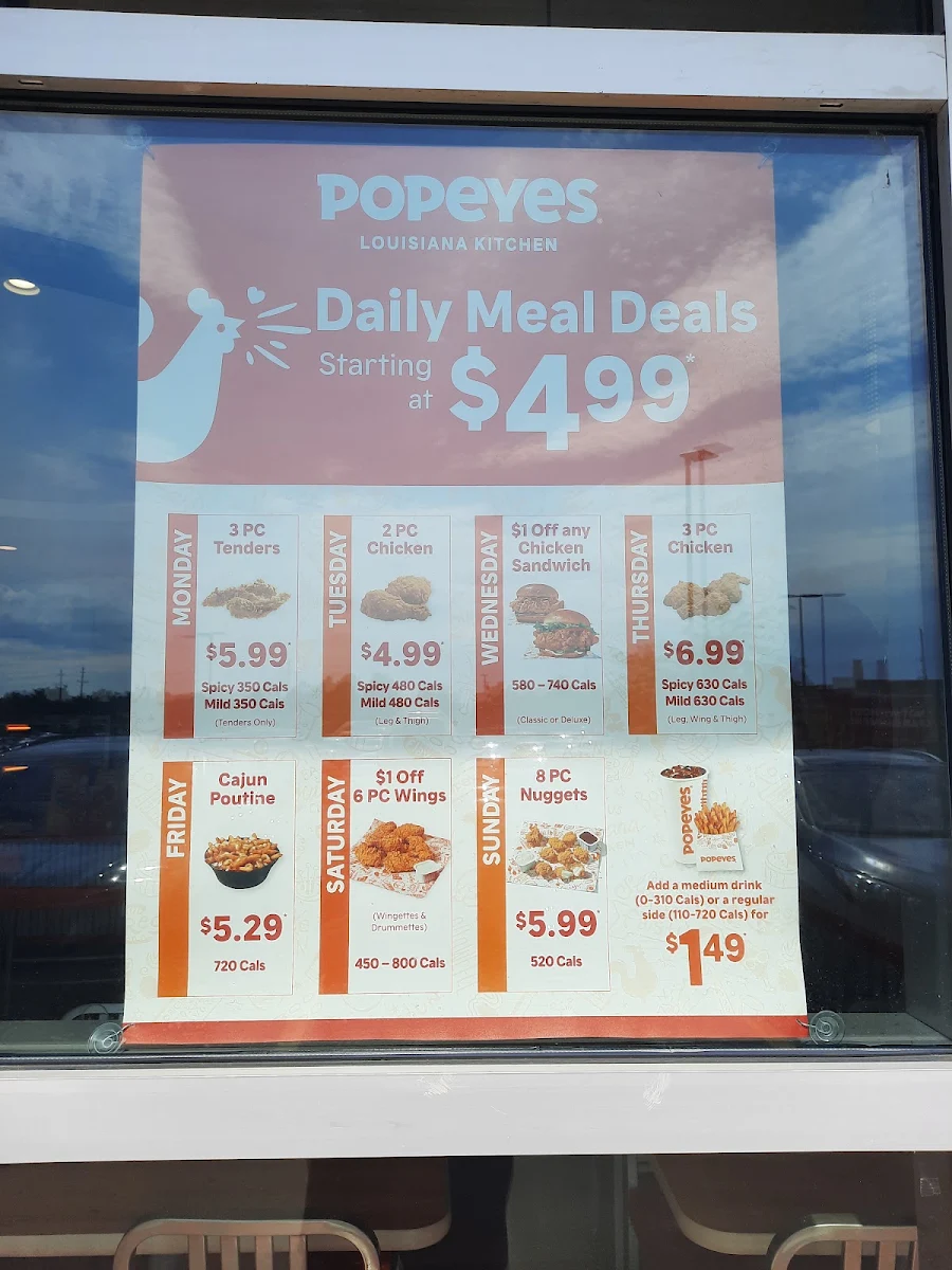 Menu, Popeyes Louisiana Kitchen