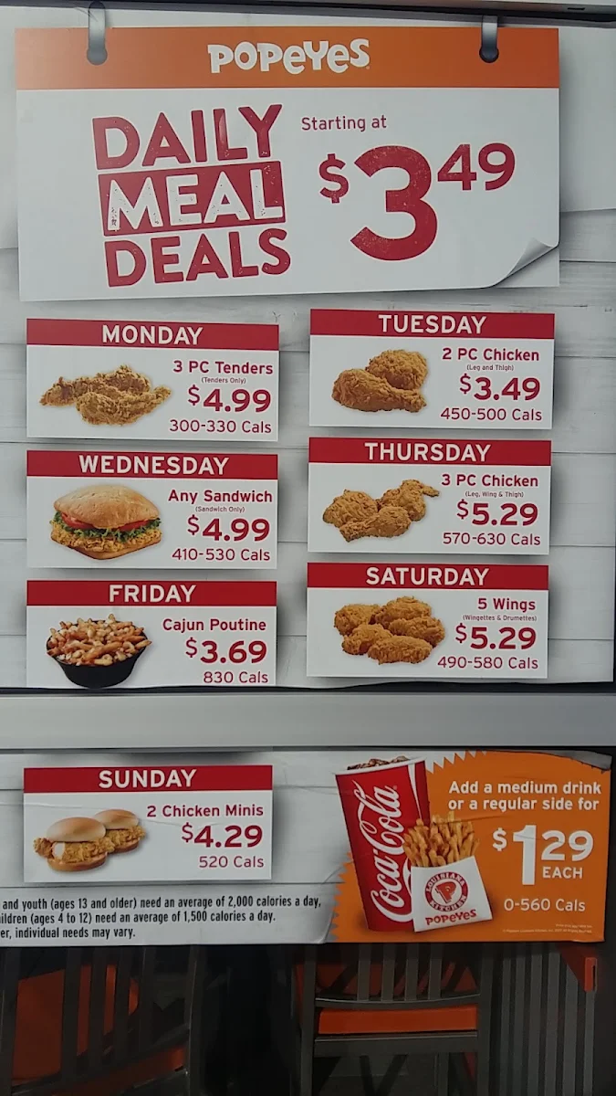 Menu, Popeyes Louisiana Kitchen