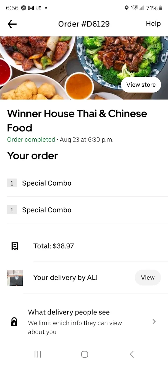 Menu, Winner House Chinese Food