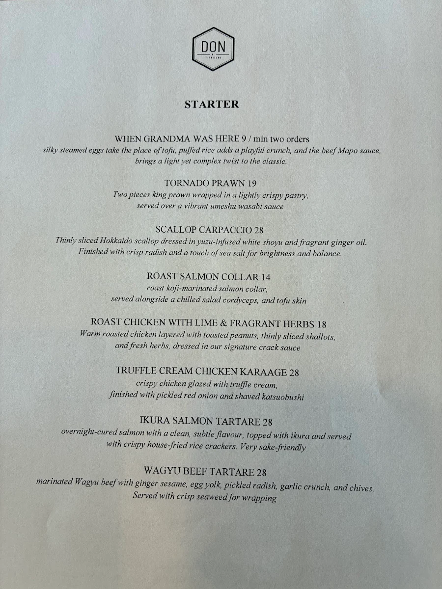 Menu, Don at Kitsilano