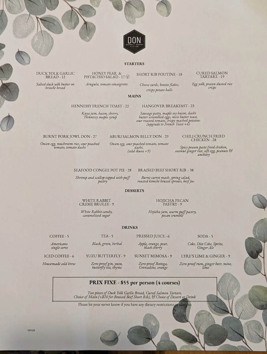 Menu, Don at Kitsilano