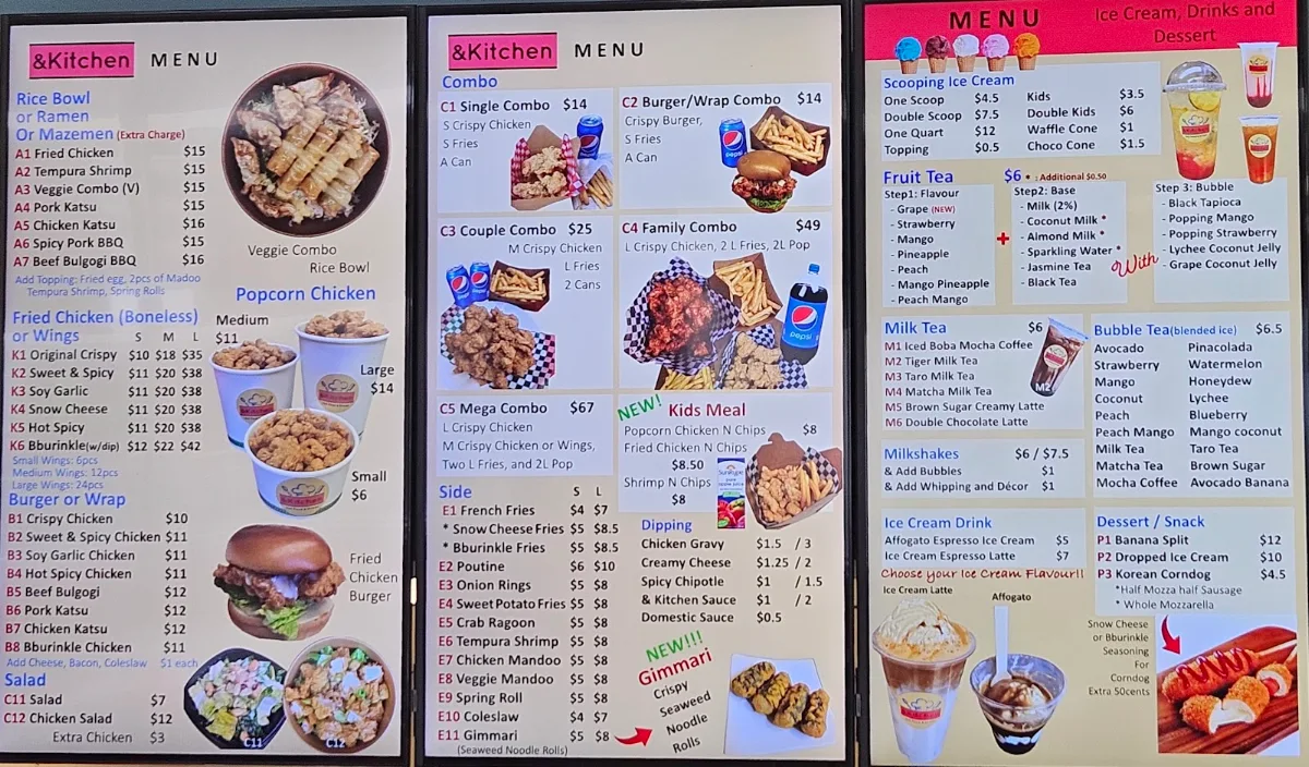 Menu, Claresholm And Kitchen