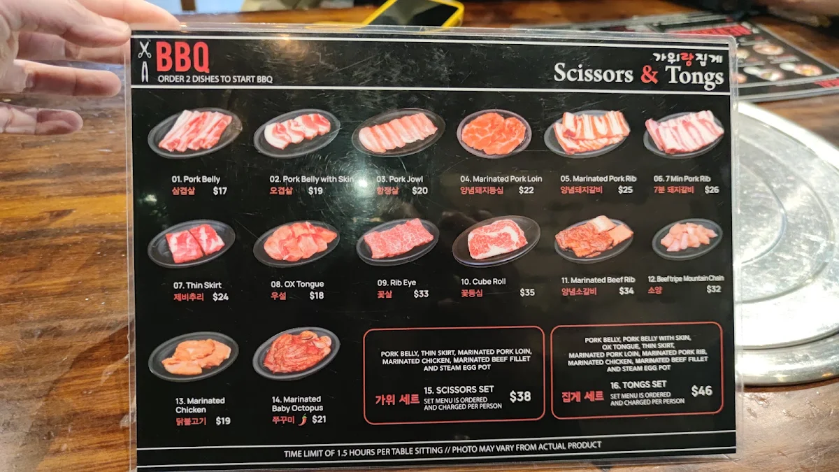 Menu, Scissors and Tongs