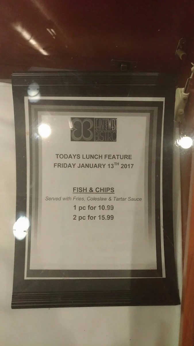 Menu, East Meets West Bistro