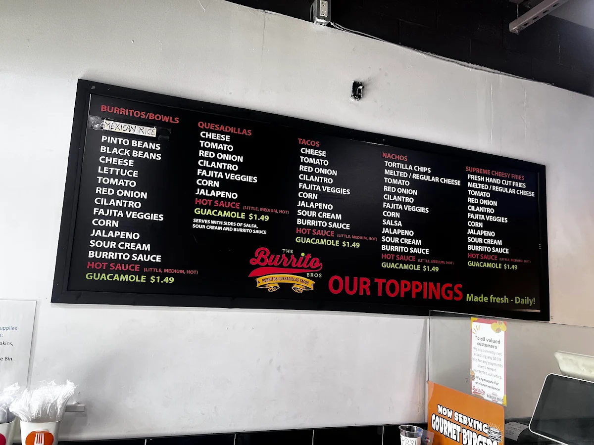 Menu, The Burrito Bros (Richmond)
