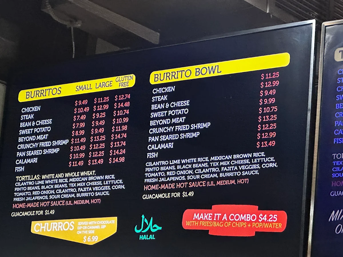 Menu, The Burrito Bros (Richmond)
