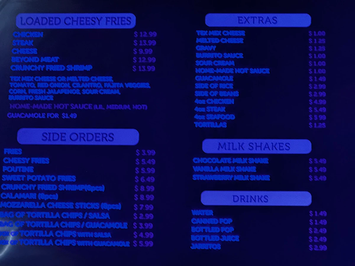 Menu, The Burrito Bros (Richmond)