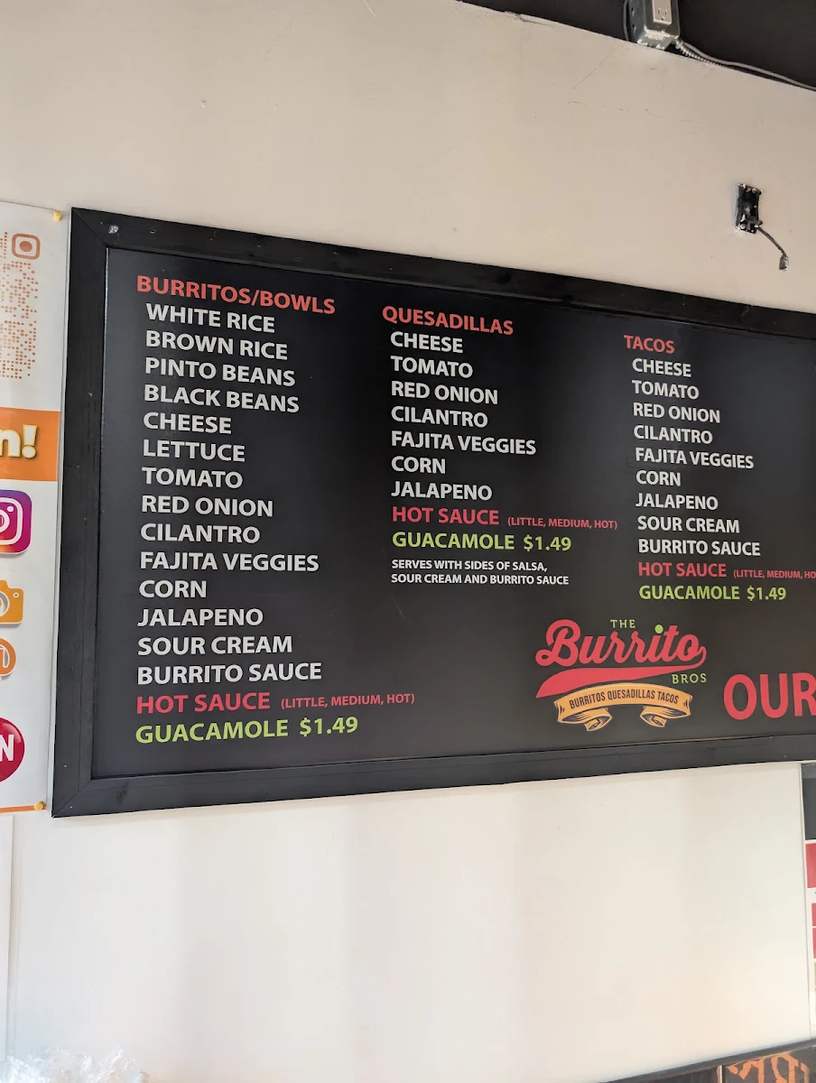 Menu, The Burrito Bros (Richmond)