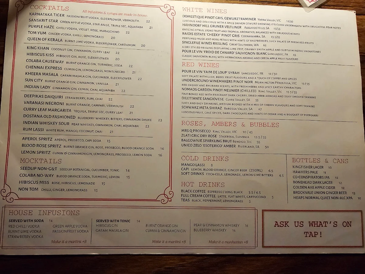 Menu, Bhang