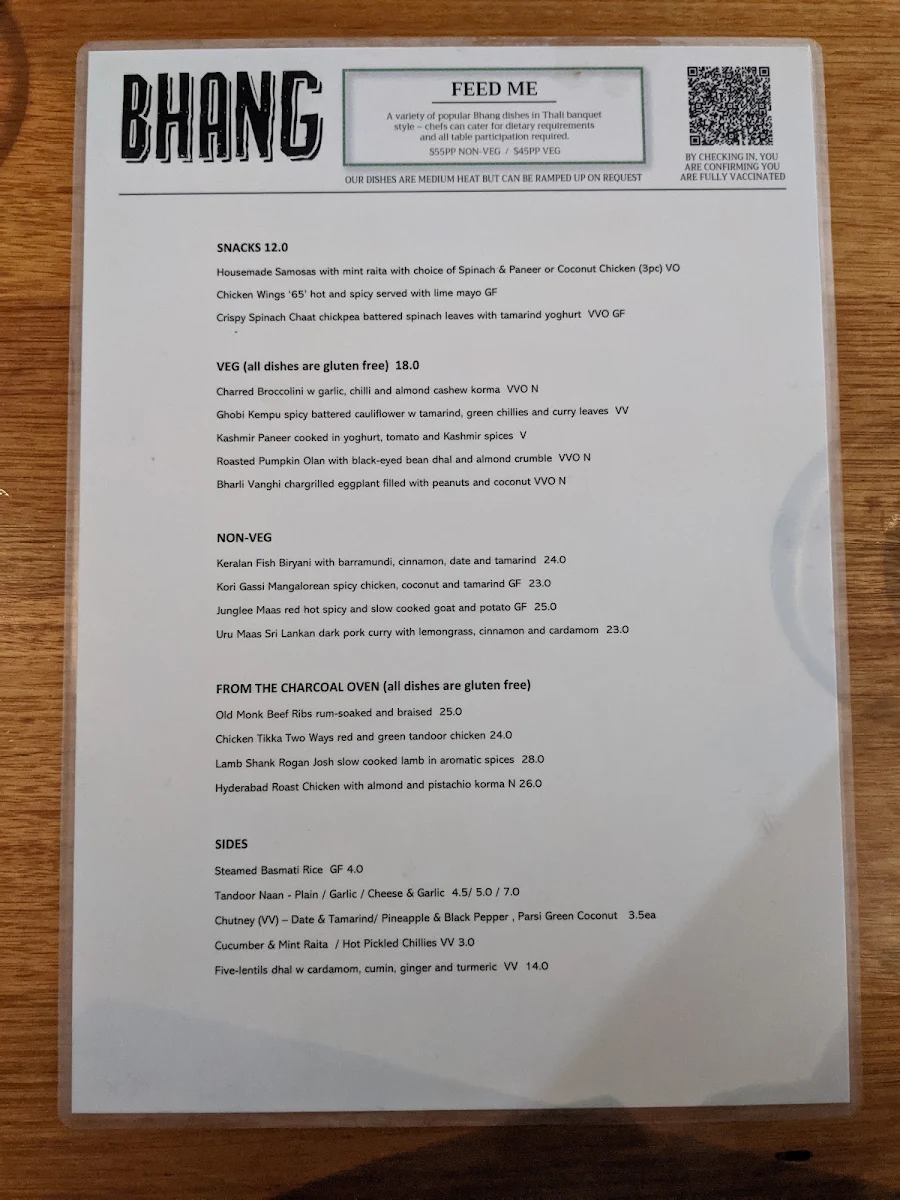 Menu, Bhang