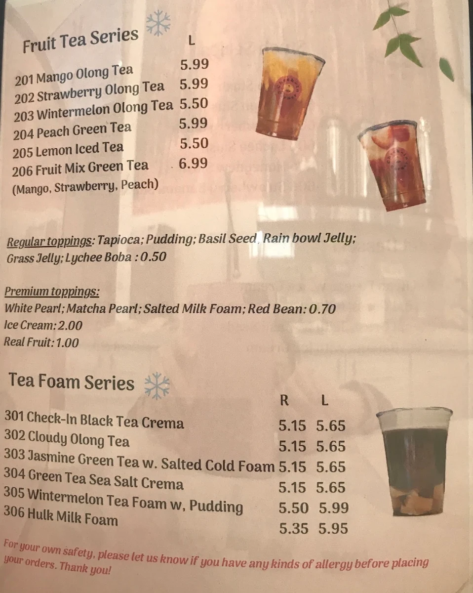 Menu, Check-In Corner