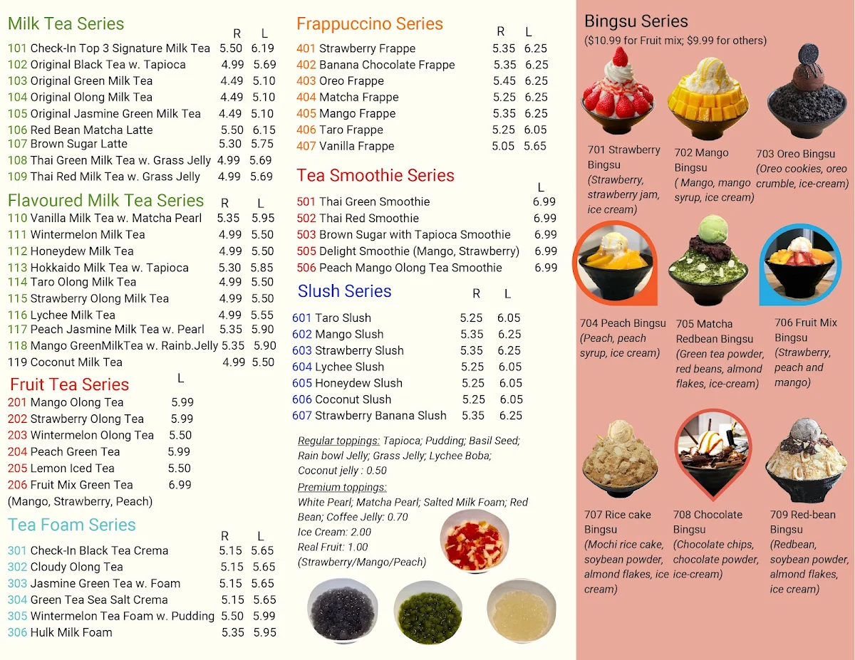Menu, Check-In Corner