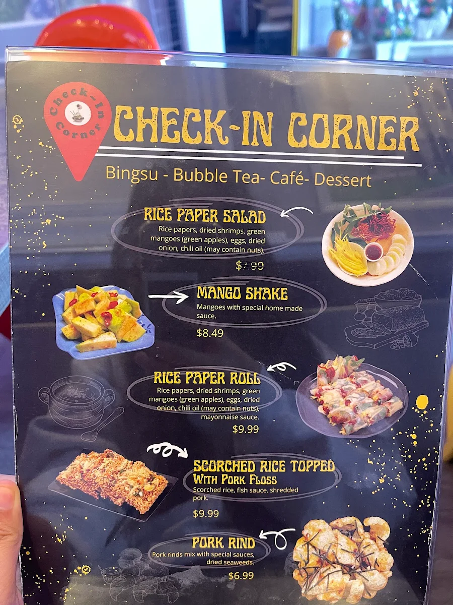 Menu, Check-In Corner