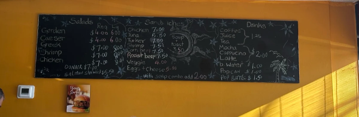 Menu, Yaser's Cafe