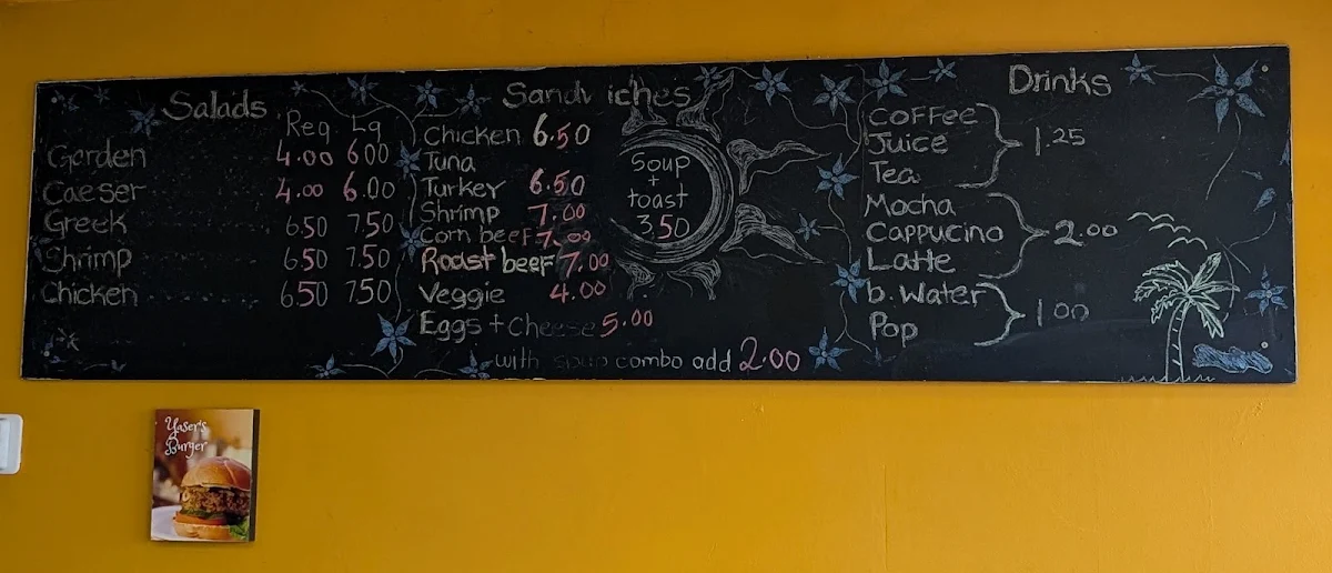 Menu, Yaser's Cafe