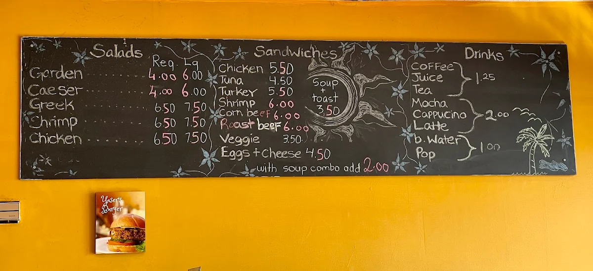 Menu, Yaser's Cafe