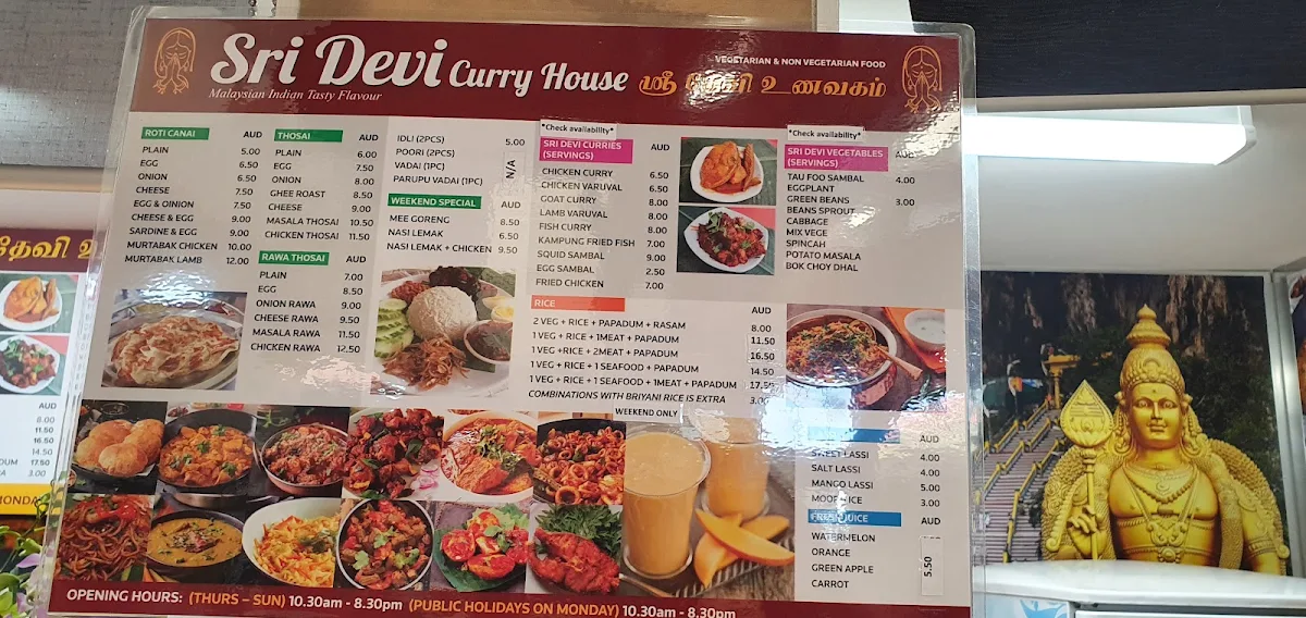 Menu, Harin Curry House