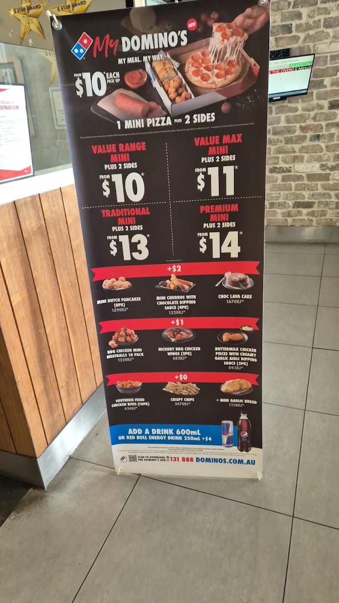 Menu, Domino's Pizza Morwell