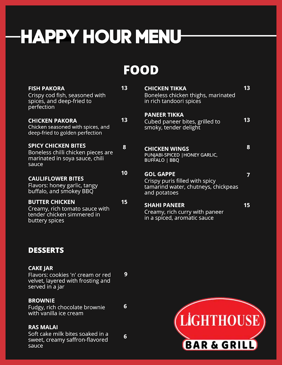 Menu, Chawla Indian Cuisine