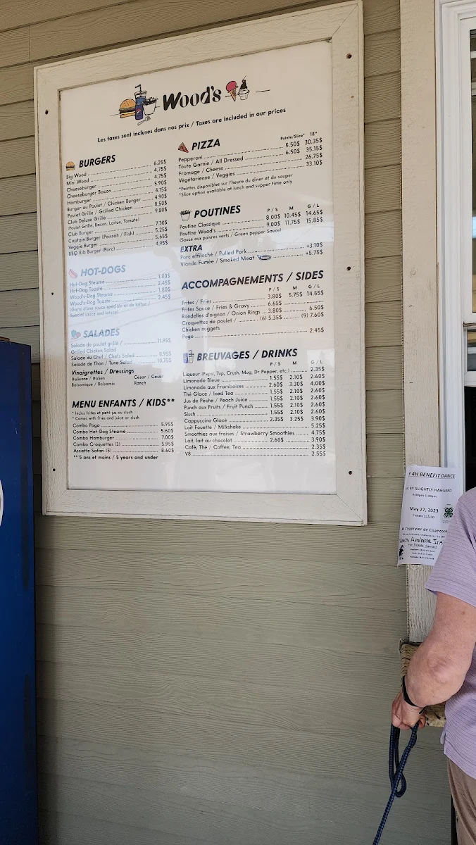 Menu, Wood's Snack Bar