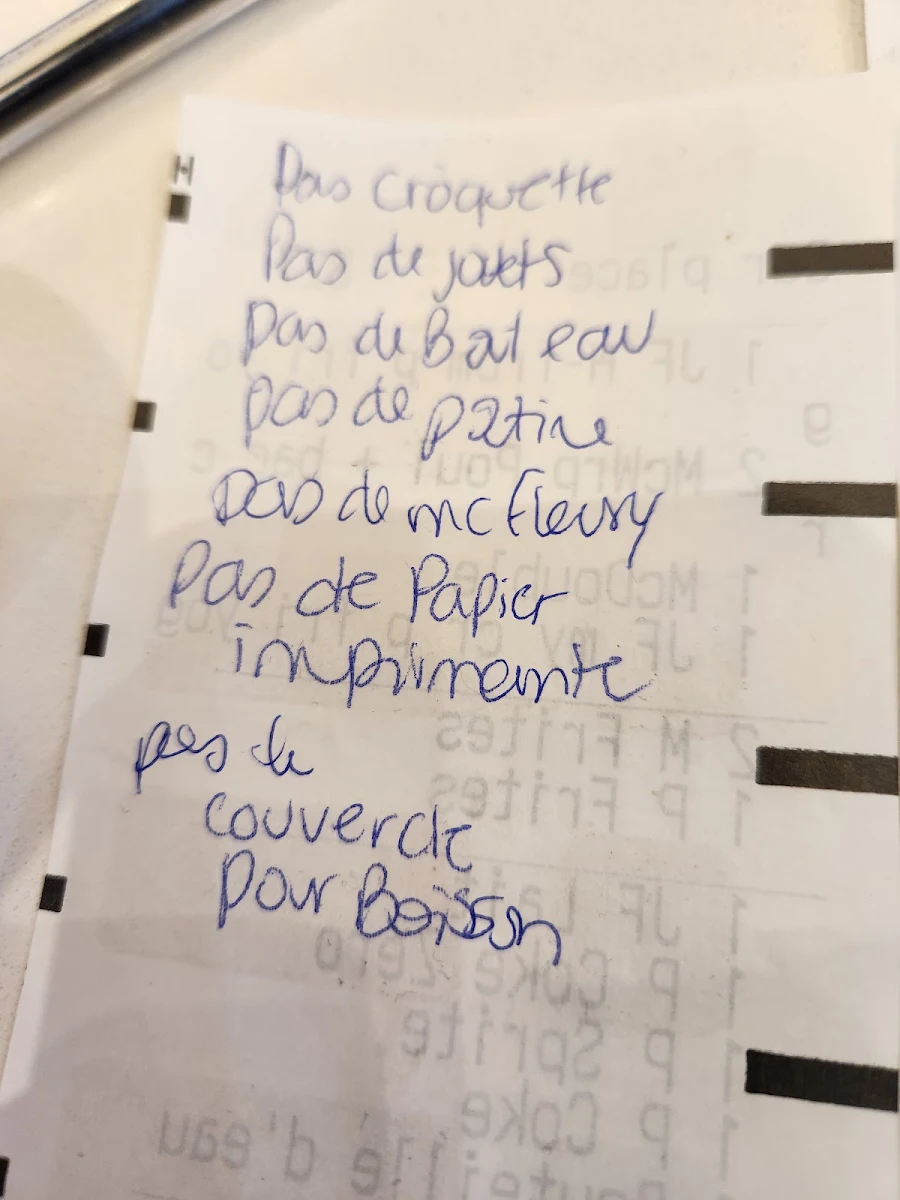 Menu, McDonald's